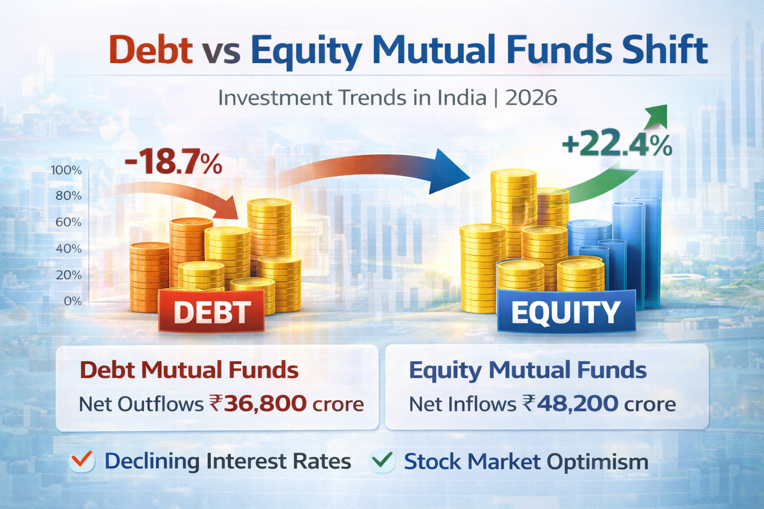 debt vs equity mutual funds shift India 2026 investment trend chart